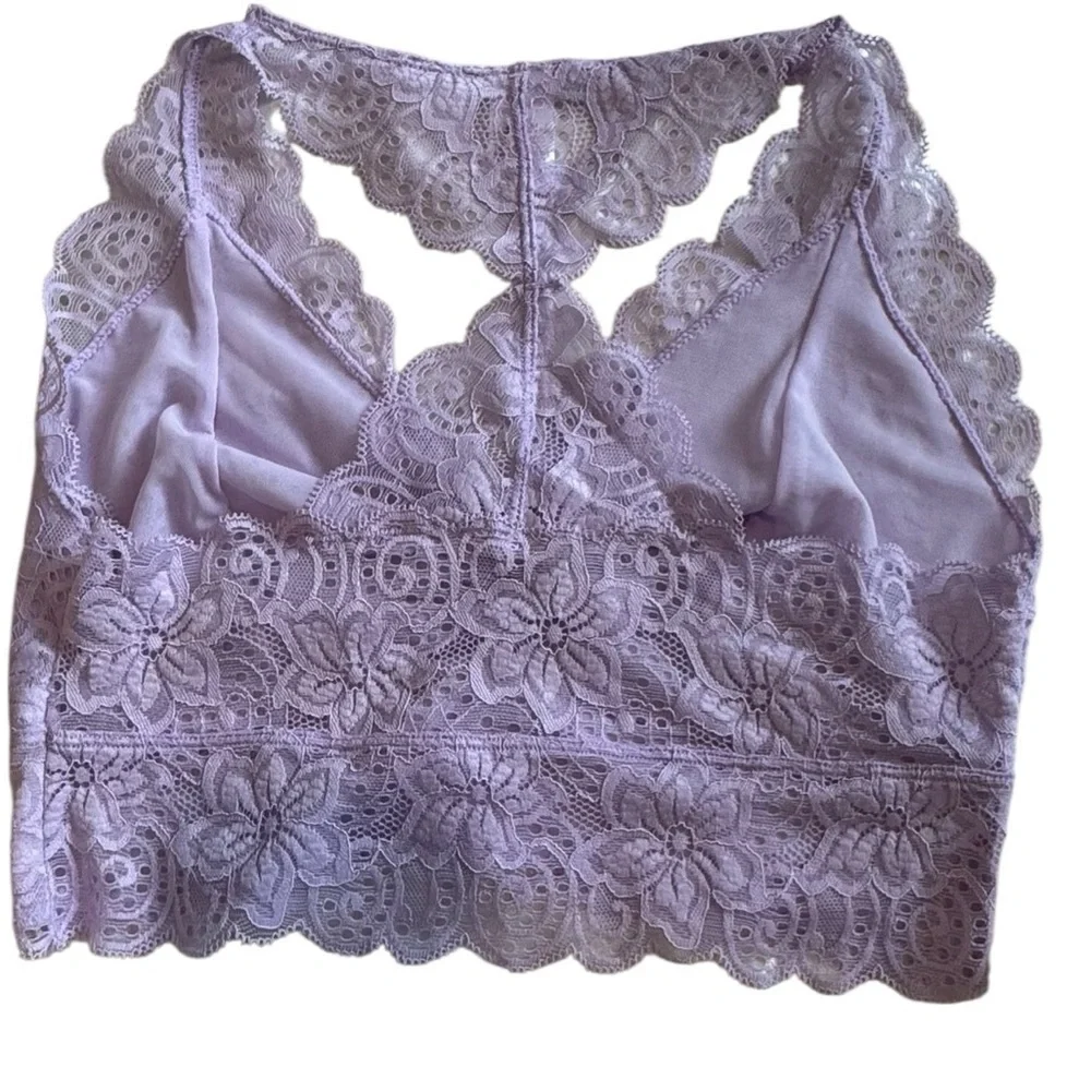 BONGO Juniors' Lace Wire Free Racerback Bralette Size M. Pastel Lilac & RED NWT